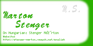 marton stenger business card